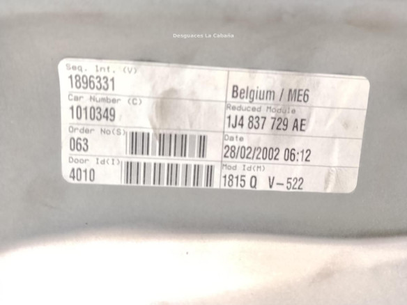   ELEVALUNAS PUERTA LAT DEL IZQ VW GOLF IV (1J1)|Desguaces La Cabaña