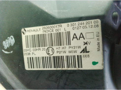 260600017R FARO IZQUIERDO RENAULT MEGANE III Coupé (DZ0/1_)|Desguaces La Cabaña