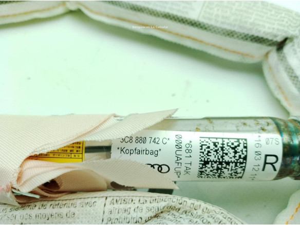 3C8880742C AIRBAG CORTINA DER VW CC (358)|Desguaces La Cabaña