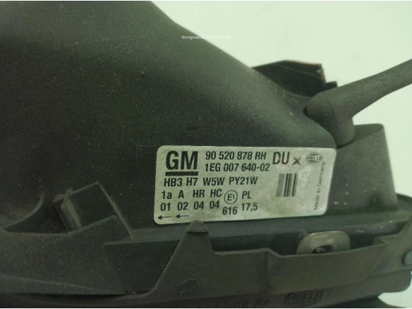 90520878RH FARO DERECHO OPEL ASTRA G Fastback (T98)|Desguaces La Cabaña
