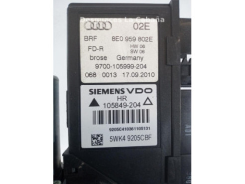 ELEVALUNAS PUERTA LATERAL TRASERA DERECHA|Desguaces La Cabaña 2