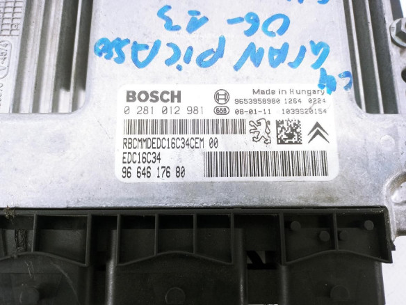 9664617680 0281012981 CENTRALITA MOTOR CITROEN C4 Picasso I Limusina (UD_)|Desguaces La Cabaña