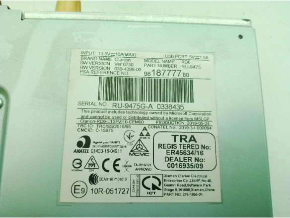 9818777780 MODULO RADIO PEUGEOT PARTNER Furgón (K9)|Desguaces La Cabaña