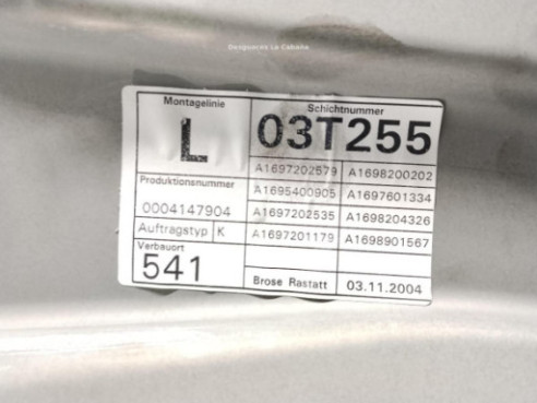 A1697200979 ELEVALUNAS PUERTA LAT DEL IZQ MERCEDES BENZ CLASE A (W169)|Desguaces La Cabaña