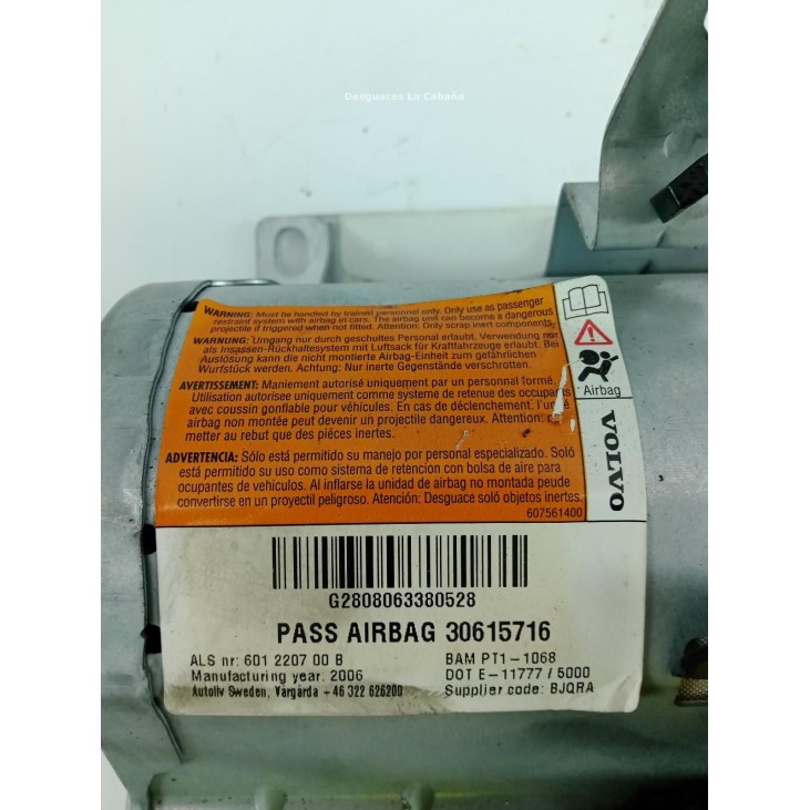 30615716 AIRBAG DER VOLVO C70 II Descapotable (542) |Desguaces La Cabaña