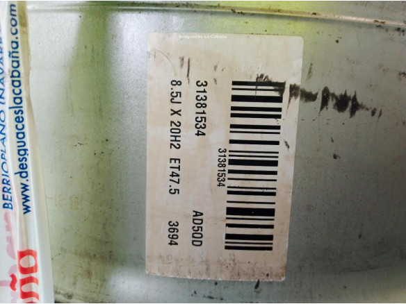 31381534 LLANTA ALUMINIO VOLVO S90 II (234)|Desguaces La Cabaña