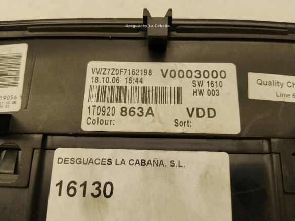 1T0920863A CUADRO INSTRUMENTOS VW CADDY III Furgón (2KA, 2KH, 2CA, 2CH)|Desguaces La Cabaña
