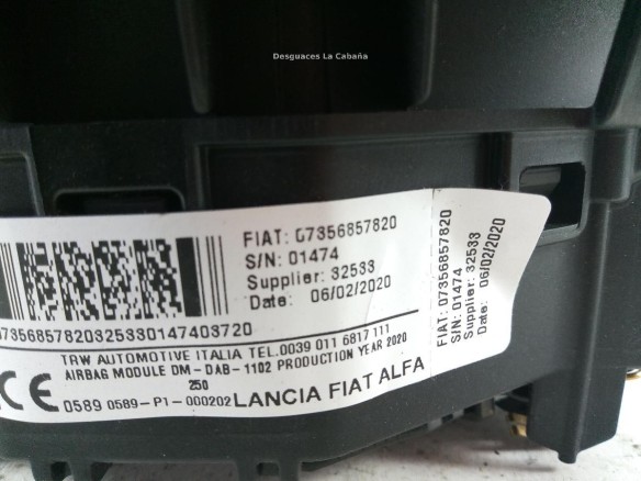 07356857820 AIRBAG IZQ FIAT DUCATO Furgón (250_, 290_) |Desguaces La Cabaña