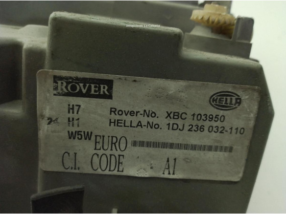 FARO IZQUIERDO ROVER 75 (RJ)|Desguaces La Cabaña