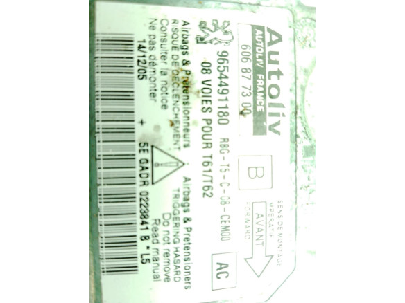 9654491180 CENTRALITA AIRBAG PEUGEOT 307 (3A/C)|Desguaces La Cabaña
