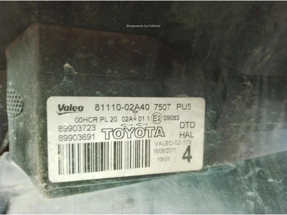 8113002470, 8111002A40 FARO DERECHO TOYOTA AURIS (_E15_)|Desguaces La Cabaña