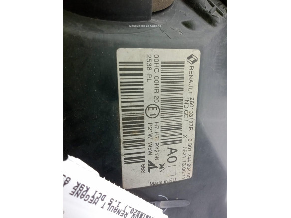260109051R FARO DERECHO RENAULT MEGANE III Fastback (BZ0_)|Desguaces La Cabaña