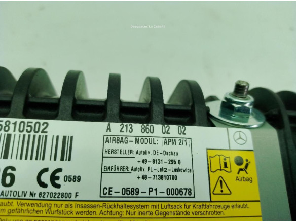 A2138600202 AIRBAG DER MERCEDES BENZ CLASE E Coupé (C238)|Desguaces La Cabaña