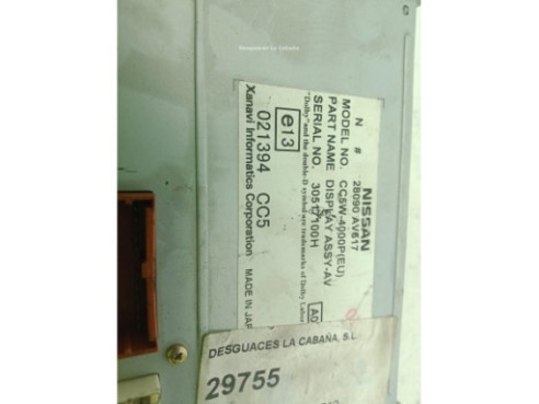 28090AV617 DISPLAY NISSAN PRIMERA Hatchback (P12)|Desguaces La Cabaña