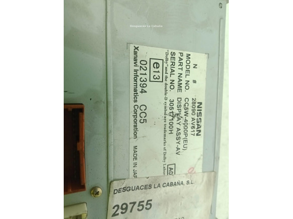 28090AV617 DISPLAY NISSAN PRIMERA Hatchback (P12)|Desguaces La Cabaña