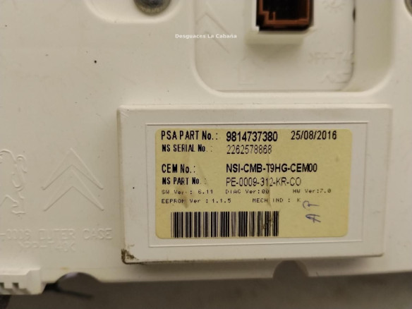1614174780 9814737380 CUADRO INSTRUMENTOS PEUGEOT 308 II|Desguaces La Cabaña
