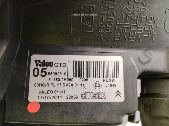 620872 811500H090 FARO IZQUIERDO CITROEN C1 (PM_, PN_)|Desguaces La Cabaña