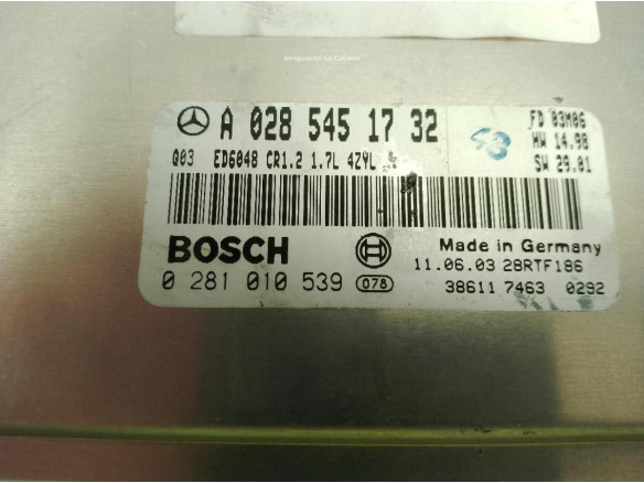 0281010539 A0285451732 CENTRALITA MOTOR MERCEDES BENZ SinValor|Desguaces La Cabaña