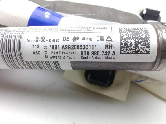 8T0880742A AIRBAG CORTINA DER AUDI A5 (8T3) |Desguaces La Cabaña