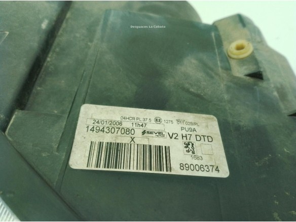 6206F1 FARO DERECHO PEUGEOT 807 (E)|Desguaces La Cabaña
