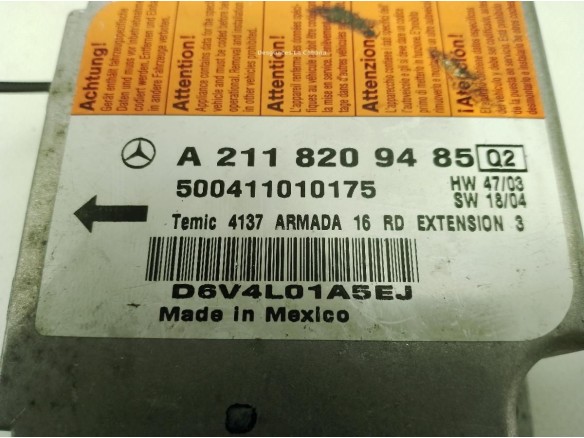 A2118209485 CENTRALITA AIRBAG MERCEDES BENZ CLS (C219)|Desguaces La Cabaña