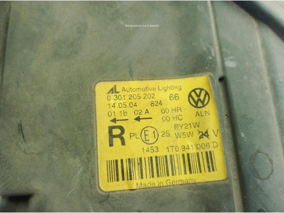 1T0941006D FARO DERECHO VW TOURAN (1T1, 1T2)|Desguaces La Cabaña