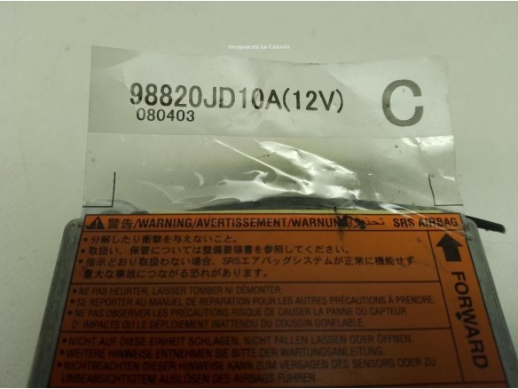 98820JD10A, CENTRALITA AIRBAG NISSAN QASHQAI / QASHQAI +2 I (J10, JJ10)|Desguaces La Cabaña