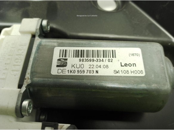 ELEVALUNAS PUERTA LAT TRA IZQ SEAT LEON (1P1)|Desguaces La Cabaña