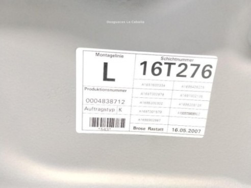 A1697303779 ELEVALUNAS PUERTA LAT TRA IZQ MERCEDES BENZ CLASE B (W245)|Desguaces La Cabaña