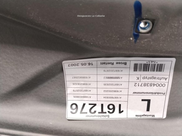 A1697203179 ELEVALUNAS PUERTA LAT DEL IZQ MERCEDES BENZ CLASE B (W245)|Desguaces La Cabaña