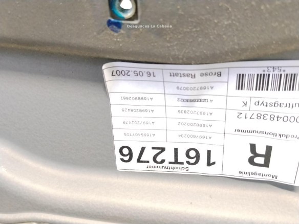 A1697203279 ELEVALUNAS PUERTA LAT DEL DER MERCEDES BENZ CLASE B (W245)|Desguaces La Cabaña