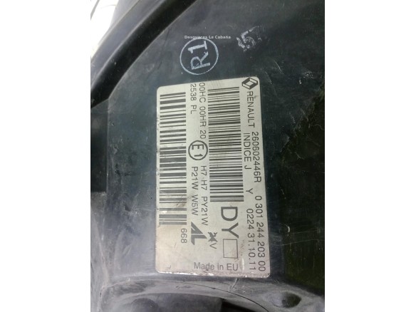 260607449R FARO IZQUIERDO RENAULT MEGANE III Fastback (BZ0_)|Desguaces La Cabaña
