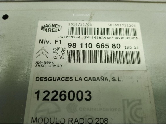 9811066580 MODULO RADIO PEUGEOT 208|Desguaces La Cabaña
