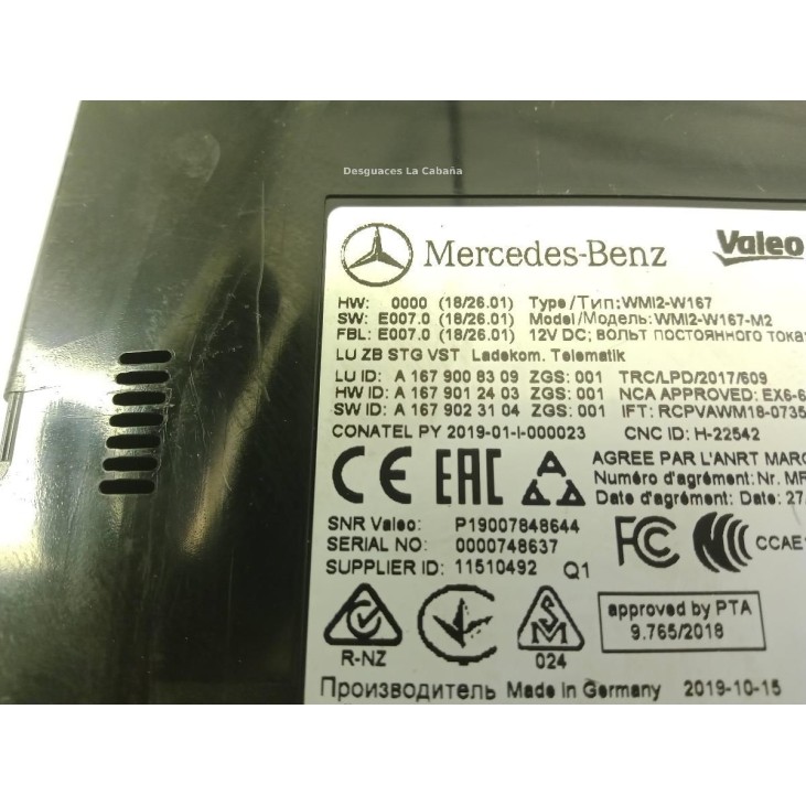 A1679008309 MODULO ELECTRONICO 14 MERCEDES BENZ CLASE A (W177) |Desguaces La Cabaña