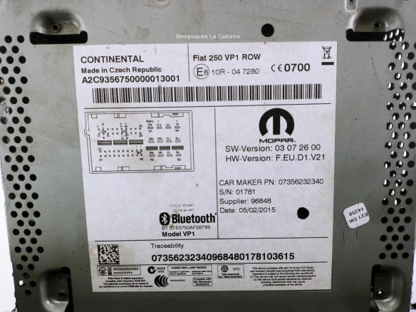 07356232340 MODULO RADIO CITROEN JUMPER Autobús |Desguaces La Cabaña
