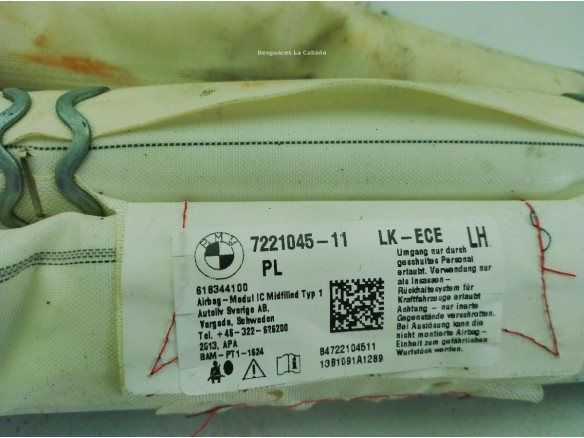 72127221045 AIRBAG CORTINA IZQ BMW 1 (F21)|Desguaces La Cabaña