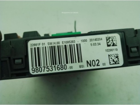 9807531680 CAJA FUSIBLES INTERIOR (BSI) PEUGEOT 2008|Desguaces La Cabaña