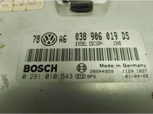 038906019DS,0281010543, CENTRALITA MOTOR VOLKSWAGEN SinValor|Desguaces La Cabaña