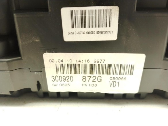 3C0920872G, CUADRO INSTRUMENTOS VW PASSAT (3C2)|Desguaces La Cabaña
