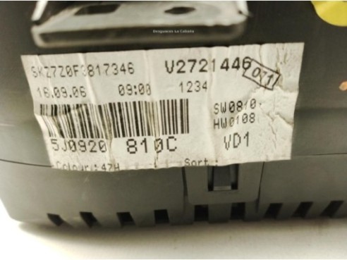 5J0920811C,V2802476, CUADRO INSTRUMENTOS SKODA ROOMSTER (5J)|Desguaces La Cabaña