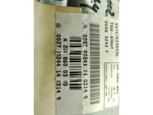 A2208600305 AIRBAG PUERTA LAT TRA IZQ MERCEDES BENZ CLASE S (W220)|Desguaces La Cabaña