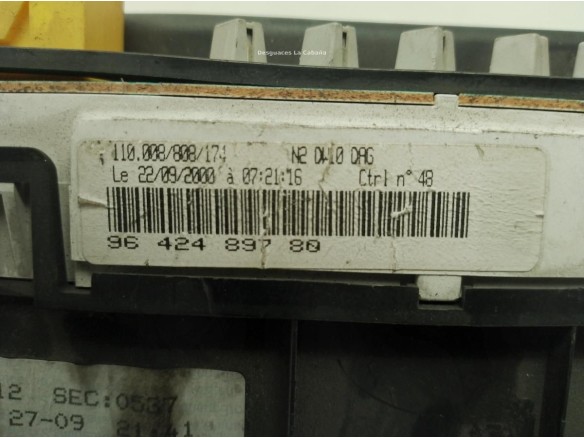 9642489780, CUADRO INSTRUMENTOS PEUGEOT 306 Fastback (7A, 7C, N3, N5)|Desguaces La Cabaña