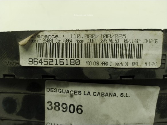 9645216180, CUADRO INSTRUMENTOS PEUGEOT 406 (8B)|Desguaces La Cabaña
