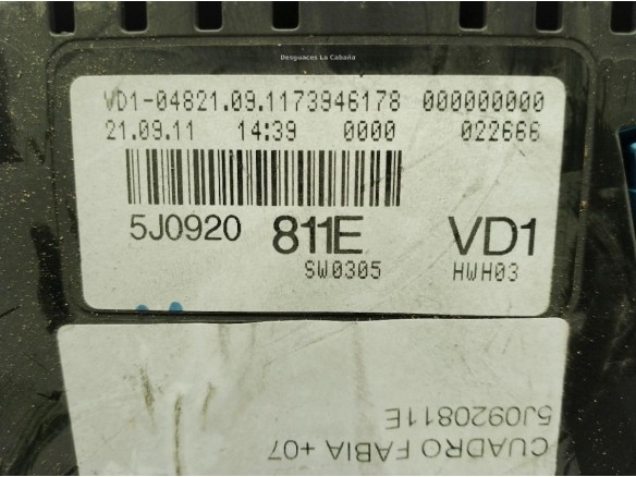 5J0920811E, CUADRO INSTRUMENTOS SKODA FABIA II (542)|Desguaces La Cabaña