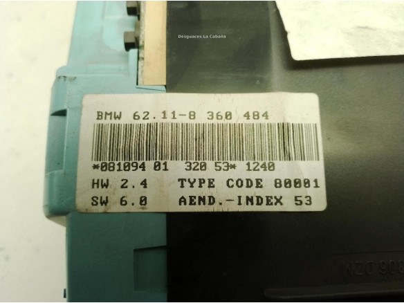 62118360484, CUADRO INSTRUMENTOS BMW 3 (E36)|Desguaces La Cabaña