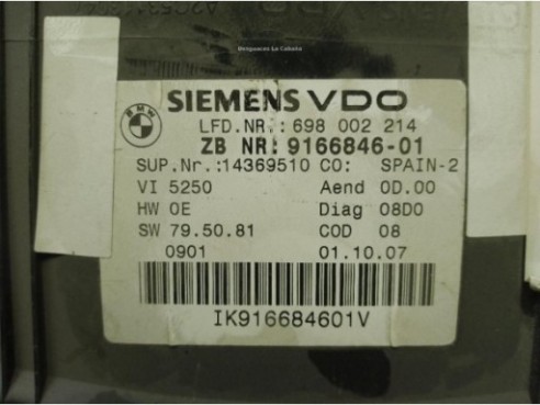 916684601, CUADRO INSTRUMENTOS BMW 3 (E90)|Desguaces La Cabaña