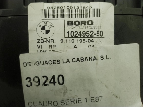 102495250, CUADRO INSTRUMENTOS BMW 1 (E87)|Desguaces La Cabaña