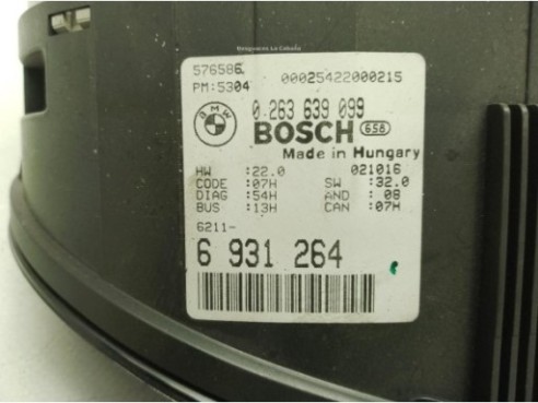 6931264,0263639099, CUADRO INSTRUMENTOS BMW 3 (E46)|Desguaces La Cabaña