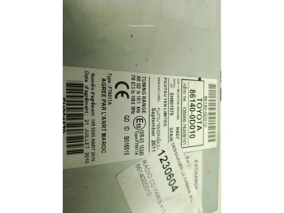 861400D010, RADIO TOYOTA YARIS (_P13_)|Desguaces La Cabaña