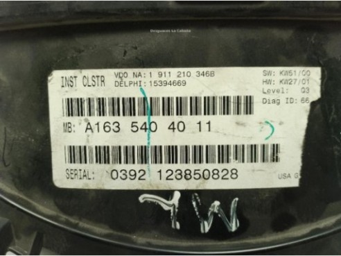 A1635404011, CUADRO INSTRUMENTOS MERCEDES BENZ CLASE M (W163)|Desguaces La Cabaña